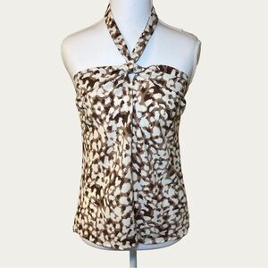 Acoa Brown and White Halter Blouse Women’s Size Medium